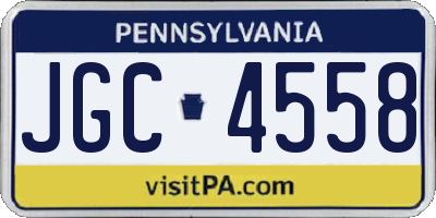 PA license plate JGC4558