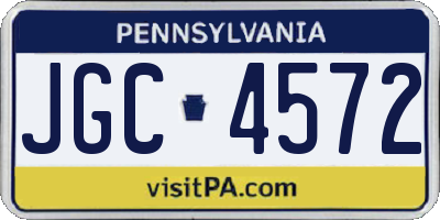 PA license plate JGC4572