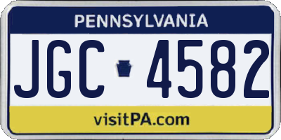 PA license plate JGC4582