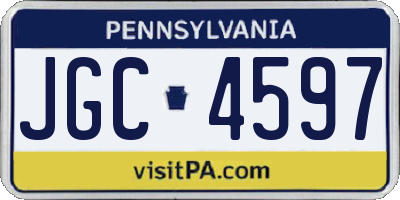 PA license plate JGC4597