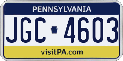 PA license plate JGC4603