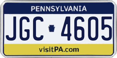 PA license plate JGC4605