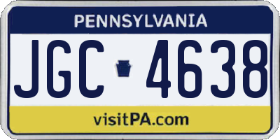 PA license plate JGC4638