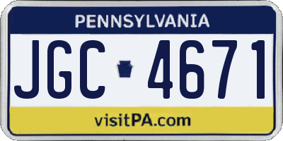 PA license plate JGC4671