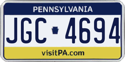 PA license plate JGC4694