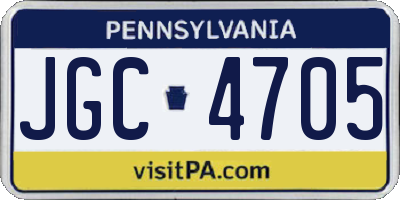 PA license plate JGC4705