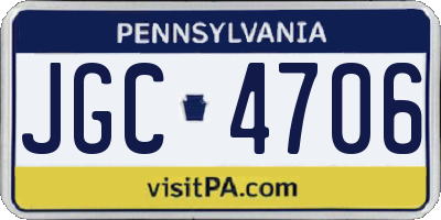 PA license plate JGC4706