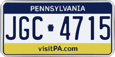 PA license plate JGC4715