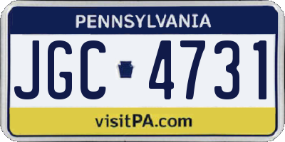 PA license plate JGC4731