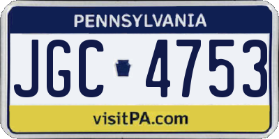 PA license plate JGC4753