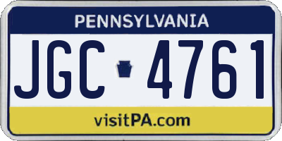 PA license plate JGC4761