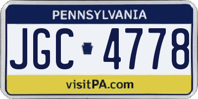PA license plate JGC4778