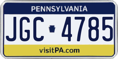PA license plate JGC4785
