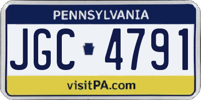 PA license plate JGC4791