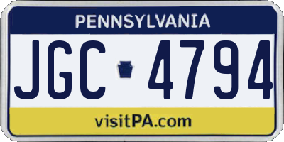 PA license plate JGC4794