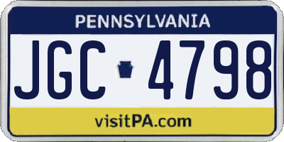 PA license plate JGC4798