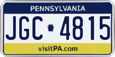 PA license plate JGC4815