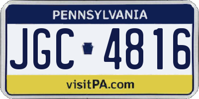 PA license plate JGC4816
