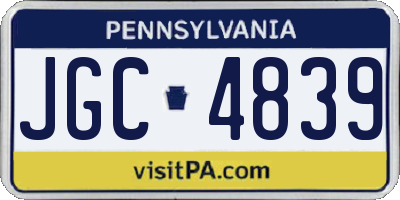 PA license plate JGC4839