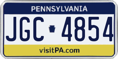 PA license plate JGC4854