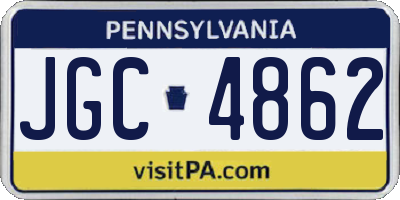 PA license plate JGC4862