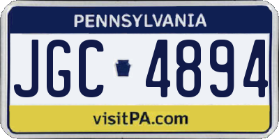 PA license plate JGC4894