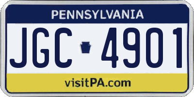 PA license plate JGC4901