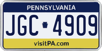 PA license plate JGC4909