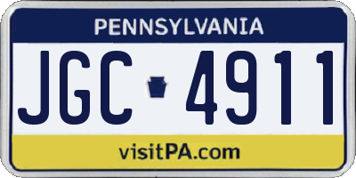 PA license plate JGC4911
