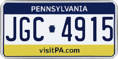 PA license plate JGC4915