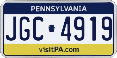 PA license plate JGC4919