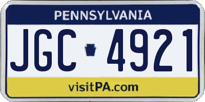 PA license plate JGC4921