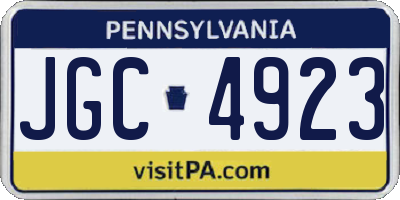 PA license plate JGC4923