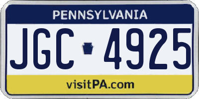 PA license plate JGC4925