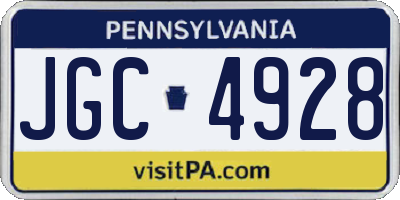 PA license plate JGC4928