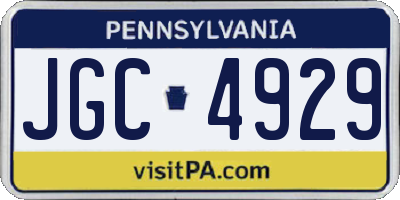 PA license plate JGC4929