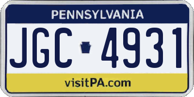 PA license plate JGC4931