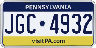 PA license plate JGC4932