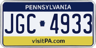 PA license plate JGC4933
