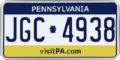 PA license plate JGC4938