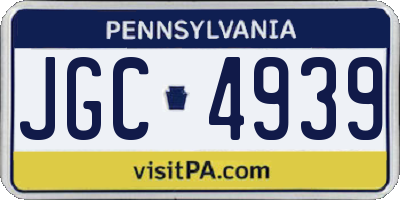 PA license plate JGC4939