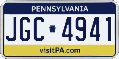 PA license plate JGC4941