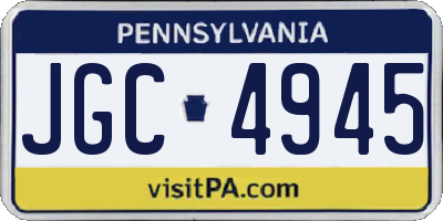 PA license plate JGC4945