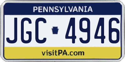 PA license plate JGC4946