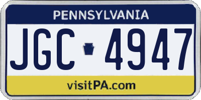PA license plate JGC4947