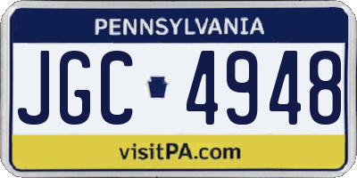 PA license plate JGC4948