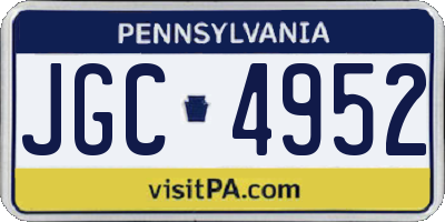 PA license plate JGC4952