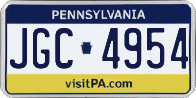 PA license plate JGC4954