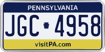 PA license plate JGC4958