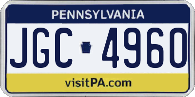 PA license plate JGC4960